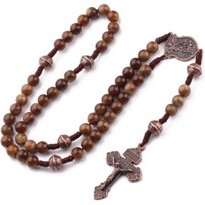 10mm Beads Large Rosary with Miraculous Michael Medal and Pardon Crucifix