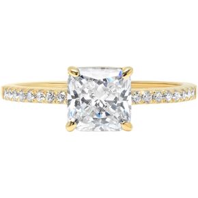 Clara Pucci 1.66ct Asscher Cut Solitaire Stunning Lab Created White Sapphire Engagement Promise Anniversary Bridal Ring 14k Yellow Gold