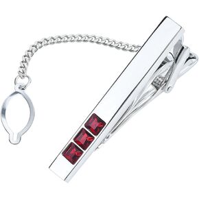 Men's Classic Luxury Zircon Crystal Tie Clip Silver Tone Light Brass Regular Necktie Tie Clip for Wedding Groomsmen Grooms Business Anniversary