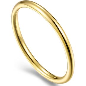 ENDLESSNESS & ETERNITY 2mm 2.5mm 14K Wedding Gold Band for Women Gold Plated Comfort Fit Stackble Plain Ring Knuckle Finger