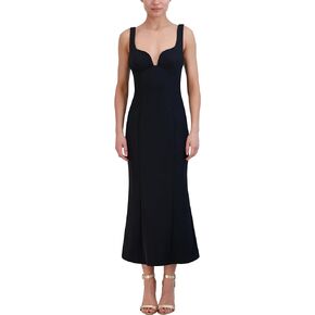 BCBGMAXAZRIA Women's Sleeveless Sweetheart Neck Flared Sheath Midi Dress