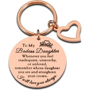 Valentines Gifts for Her Daughter Birthday Gifts from Mom Dad Inspirational Keychain for Women Back to School Daughter in Law Gifts Graduation Wedding Step Daughter Christmas Stocking Stuffer for Her