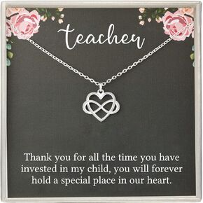 RareLove Teacher Appreciation Gifts,Preschool Teacher Gift 925 Sterling Silver Tiny Infinity Heart Necklaces for Women,Thank You Gifts for Women,Preschool Graduation Gifts for Teachers