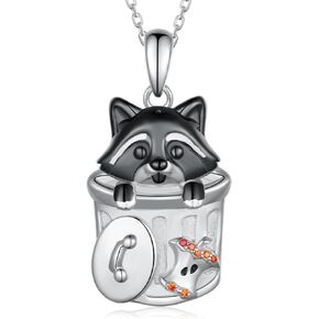 SVODEA Raccoon Necklace 925 Sterling Silver Raccoon Pendant Necklace Cute Animal Raccoon Jewelry Gifts for Women Girls Animal Lover