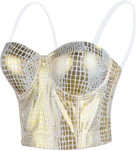 ELLACCI البرنز بوستير المحاصيل الأعلى المرأة مثير مشد الأعلى الصدرية الأبيض in Kuwait