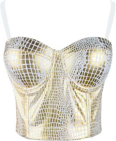 ELLACCI البرنز بوستير المحاصيل الأعلى المرأة مثير مشد الأعلى الصدرية الأبيض in Kuwait