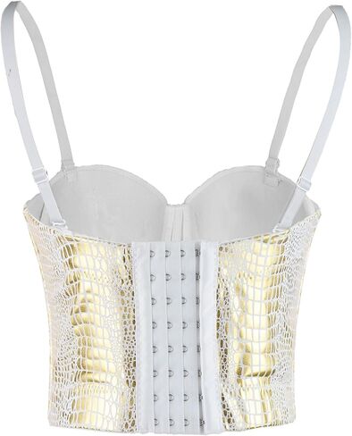 ELLACCI البرنز بوستير المحاصيل الأعلى المرأة مثير مشد الأعلى الصدرية الأبيض in Kuwait