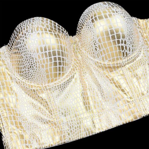 ELLACCI البرنز بوستير المحاصيل الأعلى المرأة مثير مشد الأعلى الصدرية الأبيض in Kuwait