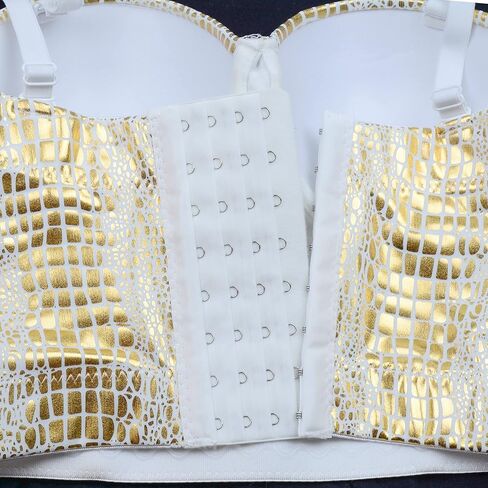 ELLACCI البرنز بوستير المحاصيل الأعلى المرأة مثير مشد الأعلى الصدرية الأبيض in Kuwait