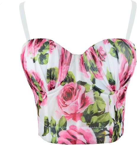 مشد علوي نسائي من ELLACCI مزود بحافة مكشكشة ومزين بالزهور باللون الأبيض in Kuwait