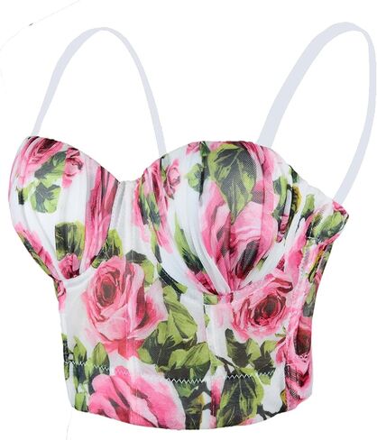 مشد علوي نسائي من ELLACCI مزود بحافة مكشكشة ومزين بالزهور باللون الأبيض in Kuwait