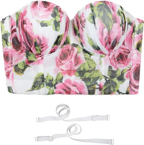 مشد علوي نسائي من ELLACCI مزود بحافة مكشكشة ومزين بالزهور باللون الأبيض in Kuwait