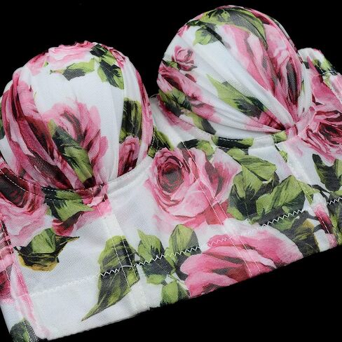 مشد علوي نسائي من ELLACCI مزود بحافة مكشكشة ومزين بالزهور باللون الأبيض in Kuwait