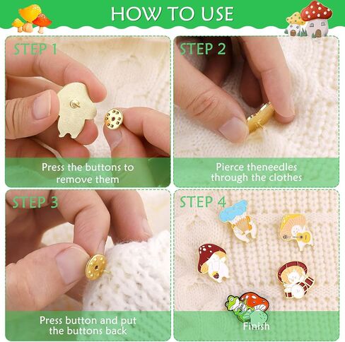 Cute Enamel Brooch Pins Sets Cartoon Mushroom Brooches Cat Frog Hedgehog Animal Plant Brooch Pin for Backpack Clothes DIY Party Decoration in Kuwait