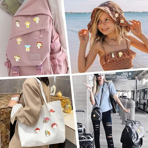 Cute Enamel Brooch Pins Sets Cartoon Mushroom Brooches Cat Frog Hedgehog Animal Plant Brooch Pin for Backpack Clothes DIY Party Decoration in Kuwait