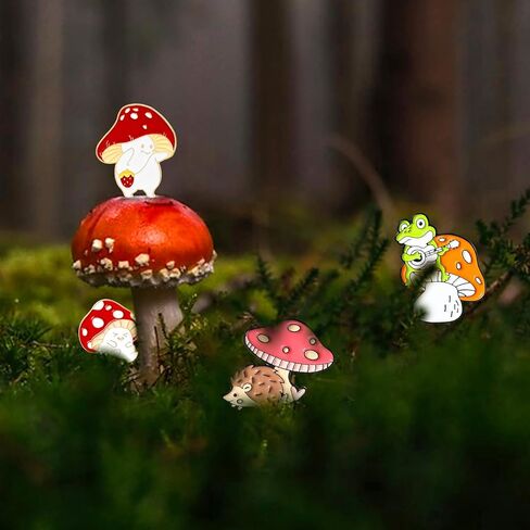 Cute Enamel Brooch Pins Sets Cartoon Mushroom Brooches Cat Frog Hedgehog Animal Plant Brooch Pin for Backpack Clothes DIY Party Decoration in Kuwait