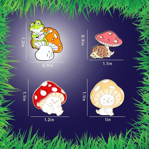 Cute Enamel Brooch Pins Sets Cartoon Mushroom Brooches Cat Frog Hedgehog Animal Plant Brooch Pin for Backpack Clothes DIY Party Decoration in Kuwait