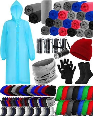 160 Pcs Homeless Care Package Supplies Bulk Winter Beanies Gloves Cotton Socks Fleece Throw Blankets LED Flashlight Storage Bag for Woman Men Homeless Donating Warm Gift in Saudi Arabia