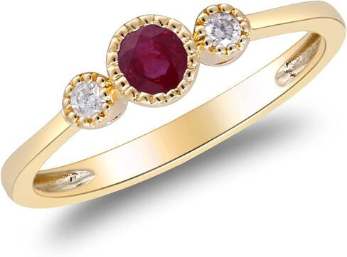 Gin & Grace 10K Yellow Gold Mozambique Genuine Ruby Ring with Diamonds for women | Ethically, authentically & organically sourced (Round) shaped Ruby hand-crafted jewelry for her | Ruby Ring for women in Saudi Arabia