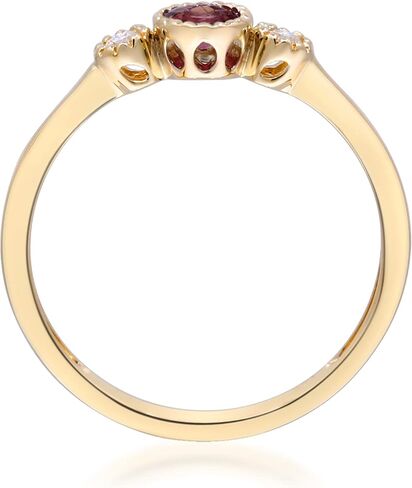 Gin & Grace 10K Yellow Gold Mozambique Genuine Ruby Ring with Diamonds for women | Ethically, authentically & organically sourced (Round) shaped Ruby hand-crafted jewelry for her | Ruby Ring for women in Saudi Arabia