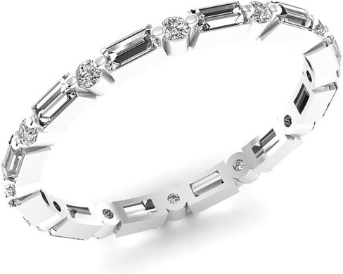 Eternity 1.5Cttw White Baguette Round Cut Moissanite Ring In 925 Sterling Silver For Women Engagement in Saudi Arabia