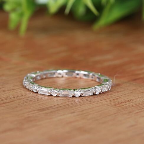 Eternity 1.5Cttw White Baguette Round Cut Moissanite Ring In 925 Sterling Silver For Women Engagement in Saudi Arabia