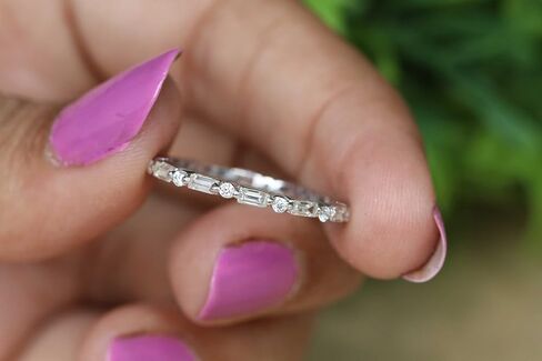 Eternity 1.5Cttw White Baguette Round Cut Moissanite Ring In 925 Sterling Silver For Women Engagement in Saudi Arabia