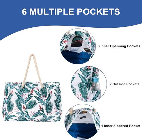 حقيبة الشاطئ وحقيبة حمام السباحة، حقائب كتف كبيرة جدًا مقاومة للماء والرمال مقاس XXL مع سحاب علوي، وجيوب جانبية للزجاجات in Kuwait