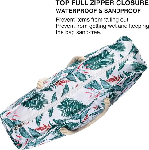 حقيبة الشاطئ وحقيبة حمام السباحة، حقائب كتف كبيرة جدًا مقاومة للماء والرمال مقاس XXL مع سحاب علوي، وجيوب جانبية للزجاجات in Kuwait