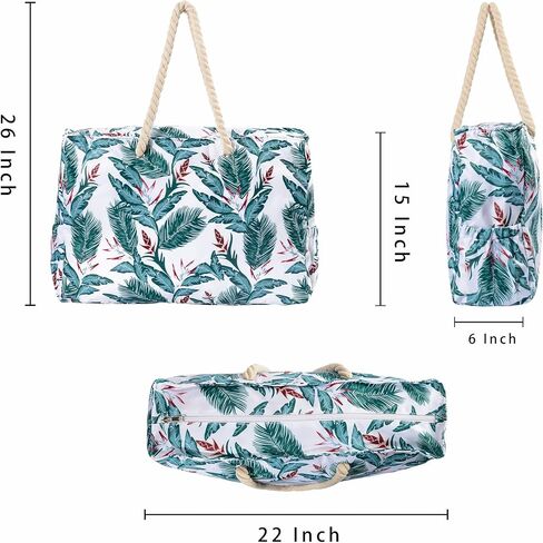 حقيبة الشاطئ وحقيبة حمام السباحة، حقائب كتف كبيرة جدًا مقاومة للماء والرمال مقاس XXL مع سحاب علوي، وجيوب جانبية للزجاجات in Kuwait