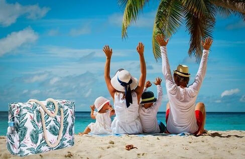 حقيبة الشاطئ وحقيبة حمام السباحة، حقائب كتف كبيرة جدًا مقاومة للماء والرمال مقاس XXL مع سحاب علوي، وجيوب جانبية للزجاجات in Kuwait