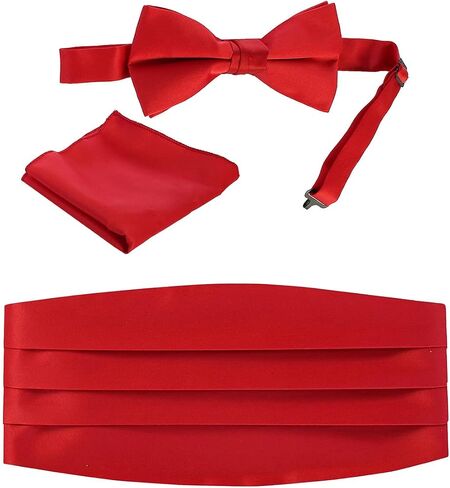 Gioberti Kids/Boys' Adjustable Satin And Paisley Cummerbund Set With Formal Bow Tie and Pocket Square in Saudi Arabia