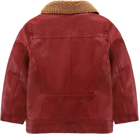 LJYH Grils Winter Faux shearling Lapel Leather Jackets Kids Warm Lined Biker Coats in Saudi Arabia