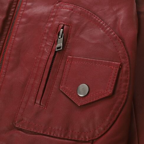 LJYH Grils Winter Faux shearling Lapel Leather Jackets Kids Warm Lined Biker Coats in Saudi Arabia