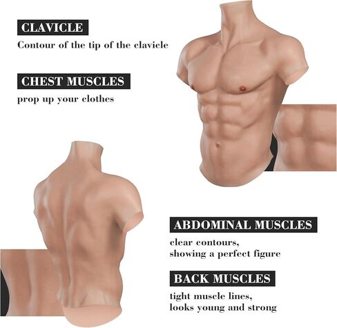 Silicone Muscle Suit Male Chest Realistic Fake Muscle simulation skin For Cosplay Transgender in Saudi Arabia