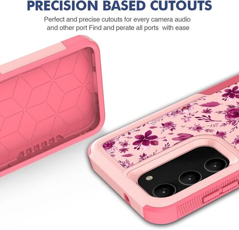 Glisten - Samsung Galaxy S23 Case, Samsung S23 5G Armor Case - Floral Burgundy Pattern Printed Heavy Duty Military Grade Protection Shockproof Pink Armor Phone Case/Cover for Galaxy S23 5G. in Kuwait