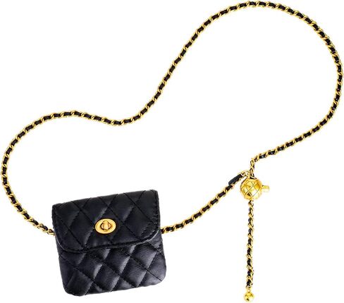PU Leather Women Belt Bag, Adjustable Metal Chain Belt with Detachable Purse Crossbody Waist Bag Link Belt Bag Skinny Waistband Chain for Dresses in Saudi Arabia