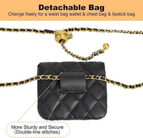 PU Leather Women Belt Bag, Adjustable Metal Chain Belt with Detachable Purse Crossbody Waist Bag Link Belt Bag Skinny Waistband Chain for Dresses in Saudi Arabia