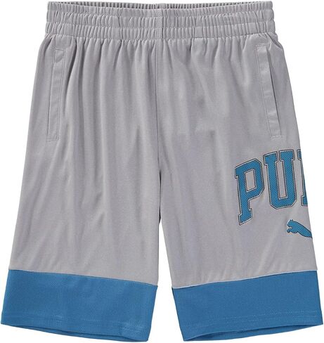 PUMA Boys' Core Essential Athletic Shorts (X-Large, Light Heather Grey with Blue) in Saudi Arabia