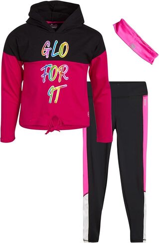 مجموعة السراويل الضيقة النشطة للفتيات من ديلياس - 3 قطع بغطاء للرأس، سراويل ضيقة، عصابة رأس (4-16) in Kuwait