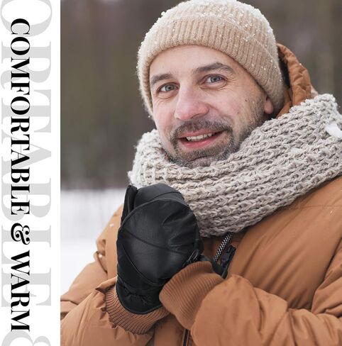 4 Pairs Unisex Winter Genuine Leather Mittens Thermal Mitten Gloves Men Women Lambskin Outdoor Leather Gloves Windproof Warmer Winter Mittens for Winter Warm Christmas Gifts in Saudi Arabia