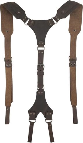 Hide & Groom, Riveted Suspenders with Adjustable Size Straps, Handmade from Full Grain Leather - Bourbon Brown, Bourbon Brown, Unique in Saudi Arabia