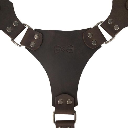 Hide & Groom, Riveted Suspenders with Adjustable Size Straps, Handmade from Full Grain Leather - Bourbon Brown, Bourbon Brown, Unique in Saudi Arabia