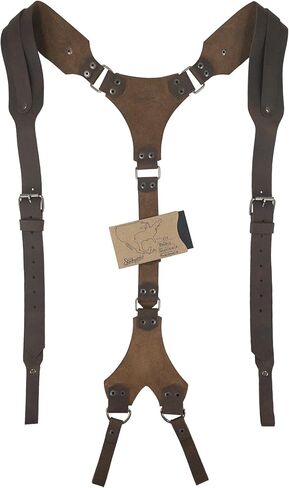Hide & Groom, Riveted Suspenders with Adjustable Size Straps, Handmade from Full Grain Leather - Bourbon Brown, Bourbon Brown, Unique in Saudi Arabia