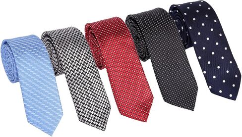 فاليتو مجموعة ربطات عنق زفاف للرجال من 5 قطع، ربطات عنق رفيعة من الحرير مقاس 2 انش، ربطات عنق مبتكرة خاصة بنمط هاوندستوث منقط بنمط زهور، احمر، مقاس M, أحمر, M in Kuwait