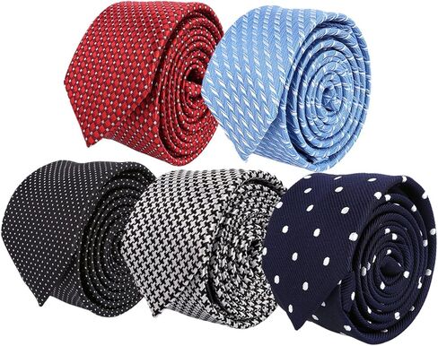 فاليتو مجموعة ربطات عنق زفاف للرجال من 5 قطع، ربطات عنق رفيعة من الحرير مقاس 2 انش، ربطات عنق مبتكرة خاصة بنمط هاوندستوث منقط بنمط زهور، احمر، مقاس M, أحمر, M in Kuwait