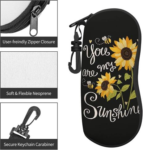 Soft Sunglasses Case for Men Women, Ultra Light Neoprene Zipper Eyeglass Portable Glasses Case with Belt Clip in Saudi Arabia