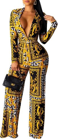 BestGirl Women's Sexy Jumpsuits Floral Print V Neck Sleeveless Wide Leg Long Pants Romper in Saudi Arabia
