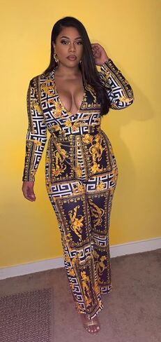 BestGirl Women's Sexy Jumpsuits Floral Print V Neck Sleeveless Wide Leg Long Pants Romper in Saudi Arabia