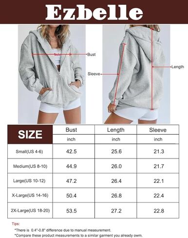 سترة Ezbelle النسائية ذات القلنسوة بسحاب كامل للخريف وسترة كبيرة الحجم كاجوال برباط مع جيوب in Kuwait